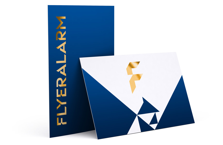 Business cards with gold hot foil finish