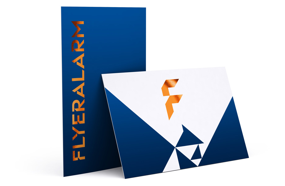 Business cards with copper hot foil finish