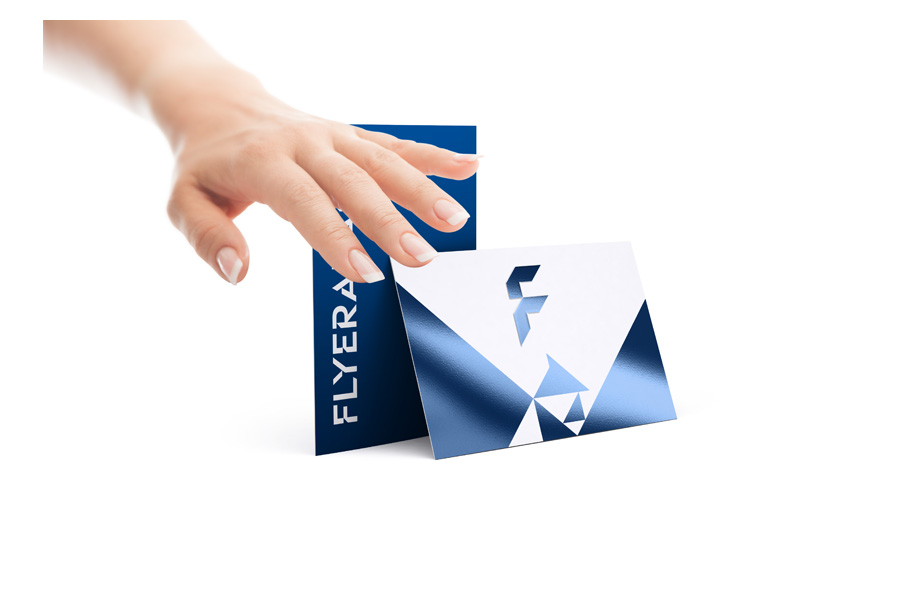 Business cards with soft-touch lamination with 3D varnish