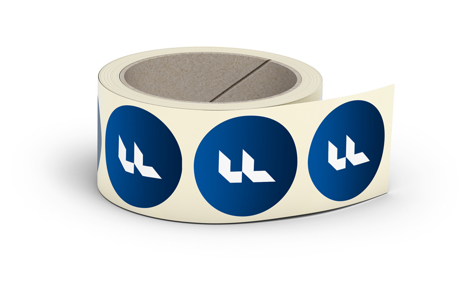 Labels on a roll, round