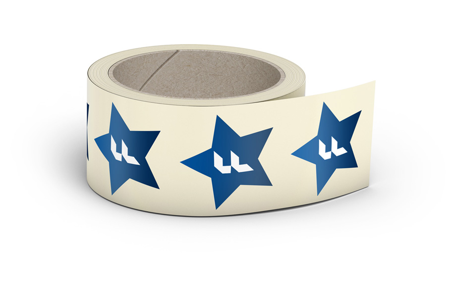 Labels on a roll, star