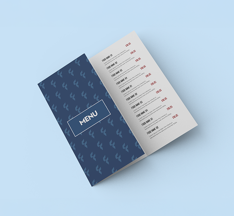 Menu cards, roll fold