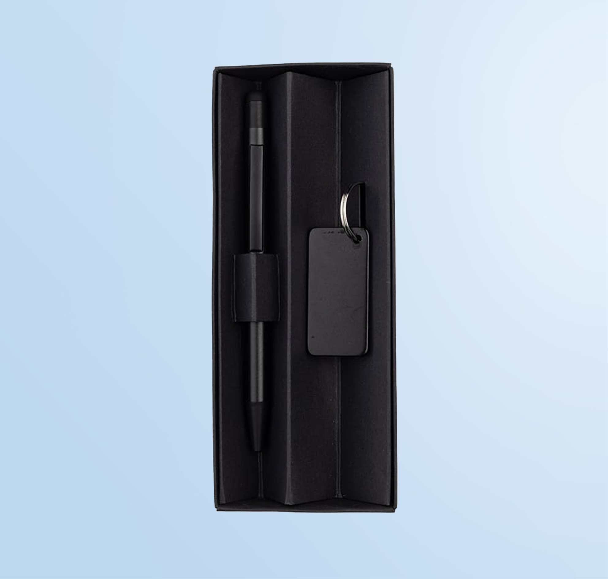 ANGLA - Gift Set of RCS Recycled Aluminium Pen and Keychain - Black