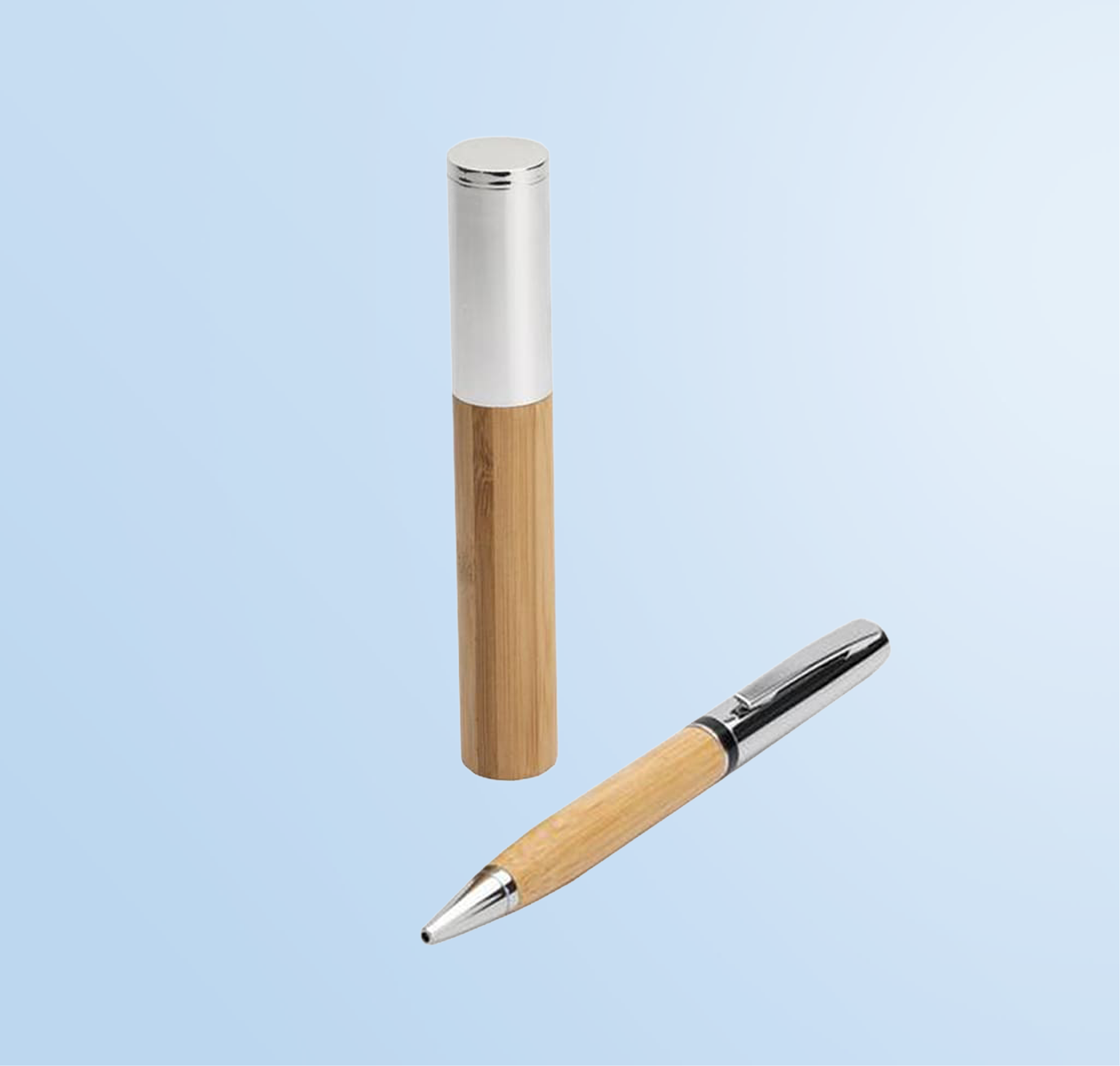 ATCA - eco-neutral Metal Pen with Bamboo Barrel - Natural