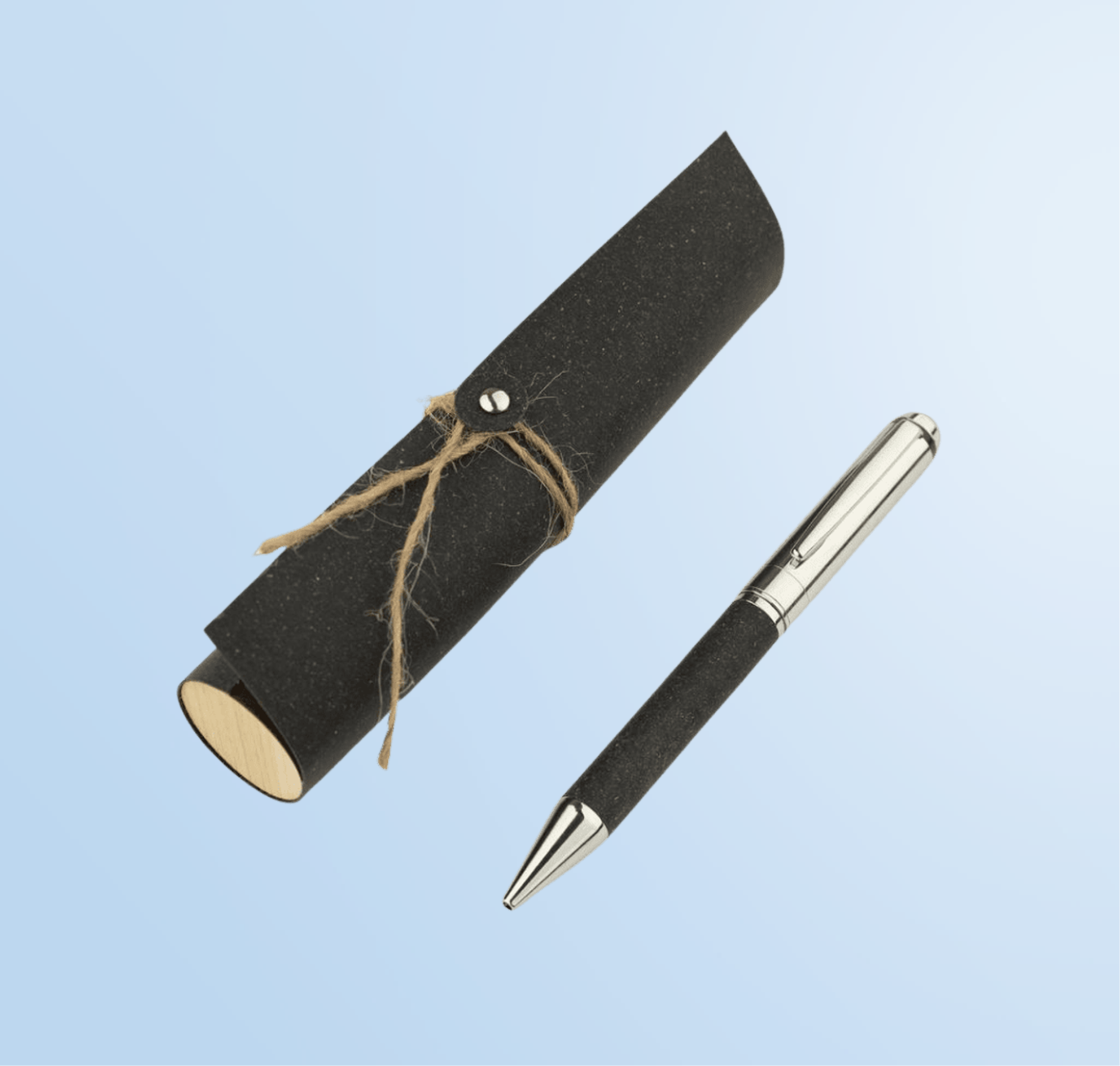 KORU - eco-neutral Metal Pen with Recycled Leather Barrel - Black