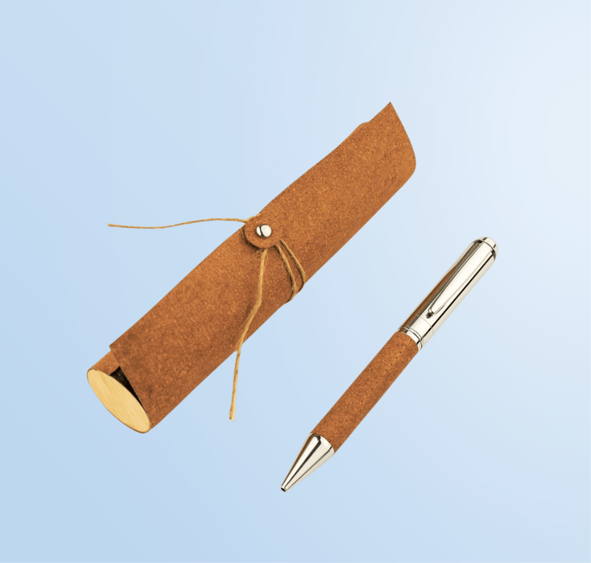 KORU - eco-neutral Metal Pen with Recycled Leather Barrel - Brown