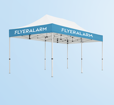 Gazebo with exchangeable banner, 6 x 3 m, mechanism and print