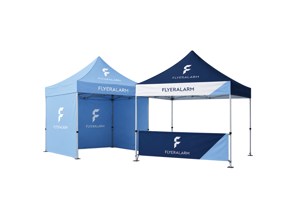 Gazebo with exchangeable banner, 3 x 3 m, mechanism and print