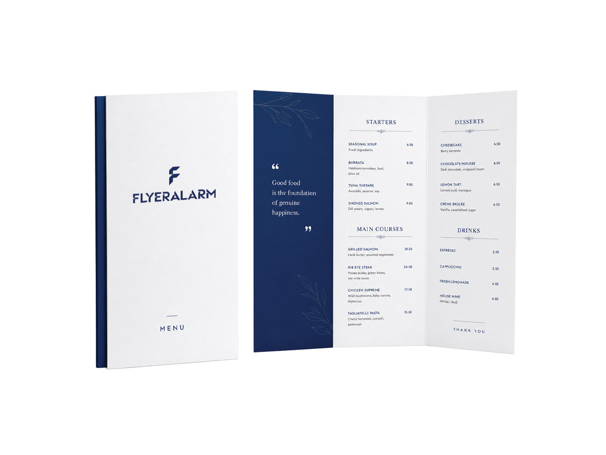 Menu cards, roll fold